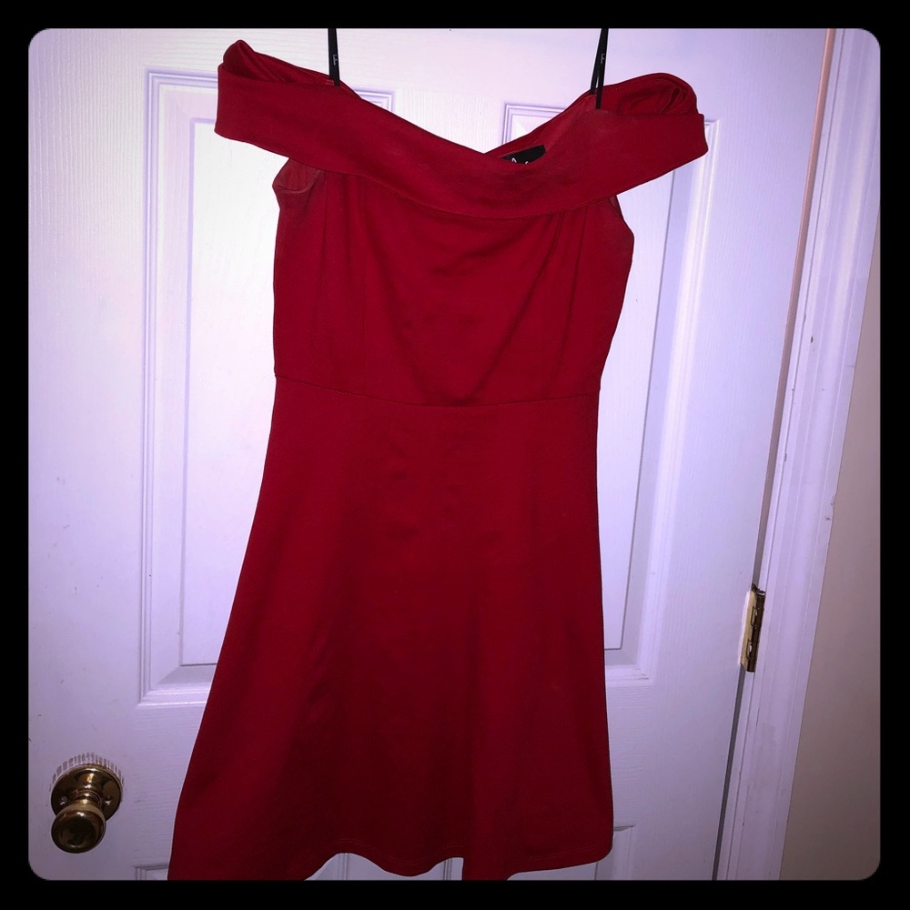 Off the shoulder red dress